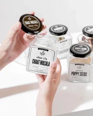 Stylish Wooden Spices Jar Set - 6 Pcs for Enhanced Kitchen Organization