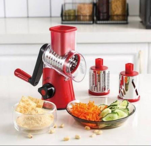 TableTop Drum Grater – Manual Vegetable Cutter, Slicer & Grater | Multi-Functional 3-in-1 Kitchen Gadget for Effortless Food Prep (Random color)