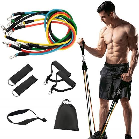 High Quality Portable Resistance Bands With Handles, Resistance Tubes & Workout Bands Exercise Band Elastic Pull Rope 11 Pcs Set