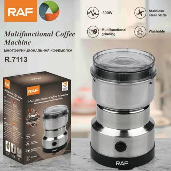 RAF R.7113 MULTI PURPOSE ELECTRIC COFFEE GRINDER AUTOMATIC COFFEE SPICE BEAN GRINDER STAINLESS STEEL 85g