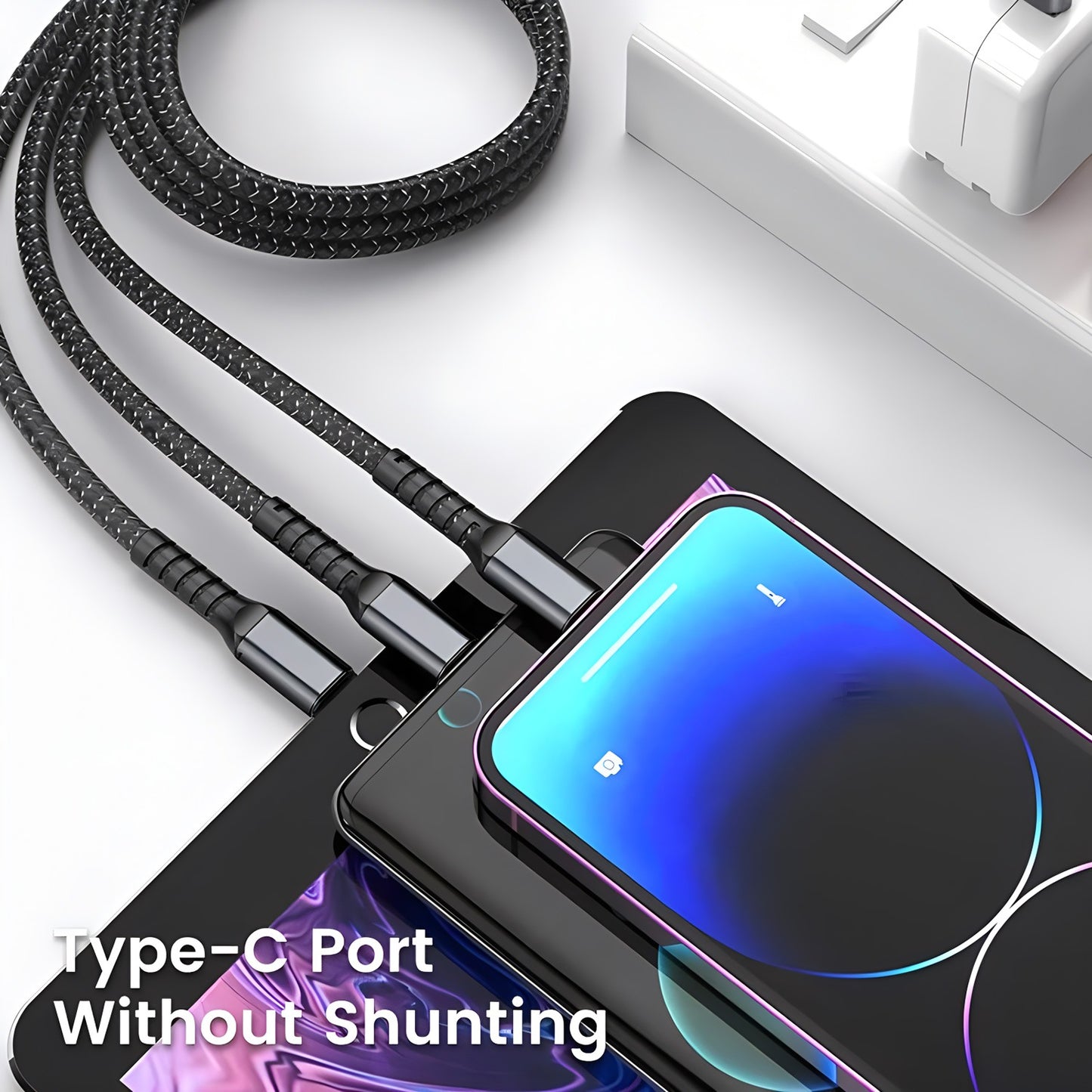 Fast Charging 3-in-1 USB Cable – Multi Charging Cable with Type-C, Micro USB & Lightning Connectors