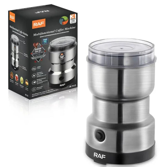 RAF R.7113 MULTI PURPOSE ELECTRIC COFFEE GRINDER AUTOMATIC COFFEE SPICE BEAN GRINDER STAINLESS STEEL 85g