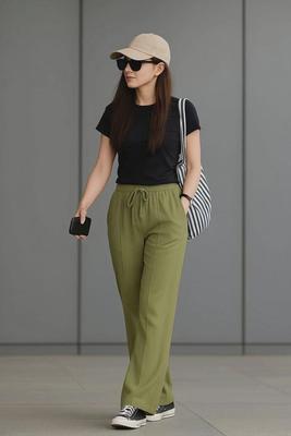 Olive Green Wide Leg Trousers - Effortless Style in Olive Haze