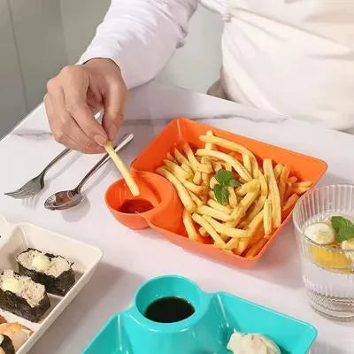 French-Fries And Dumpling 04 Pcs Plates Set, With Sauce Dish