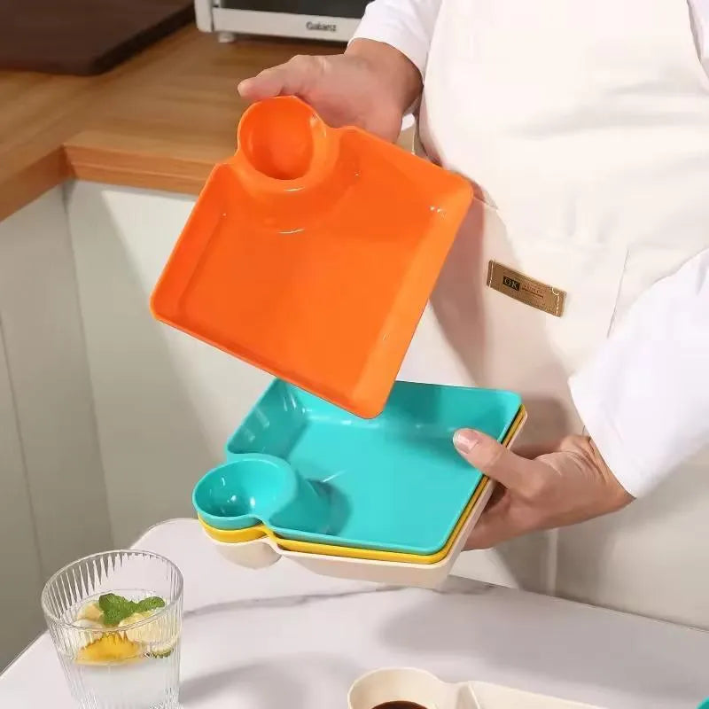 French-Fries And Dumpling 04 Pcs Plates Set, With Sauce Dish