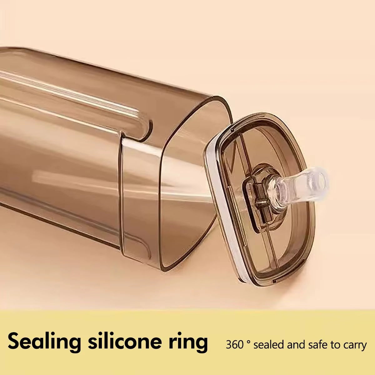 School Bus Design Kids Water Bottle With Strap– 500ml ABS Plastic Leak-Proof Bottle Small Square Drinking Cup