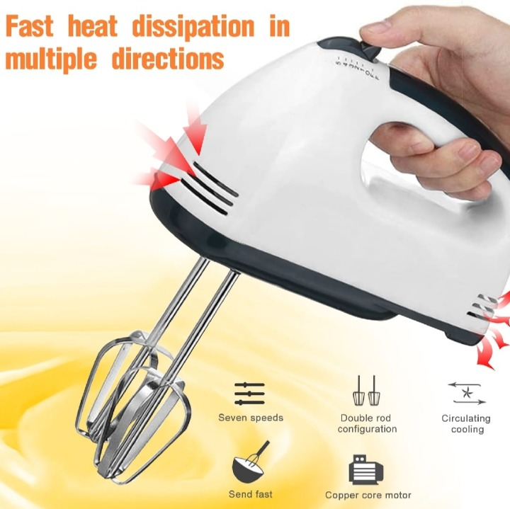 Electric Hand Mixer Beater Machine for Cake, Eggs & Baking - Handheld Egg Beater, Cake Mixer & Small Electric Mixer