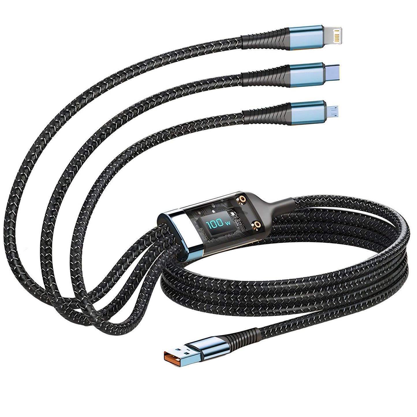 Fast Charging 3-in-1 USB Cable – Multi Charging Cable with Type-C, Micro USB & Lightning Connectors