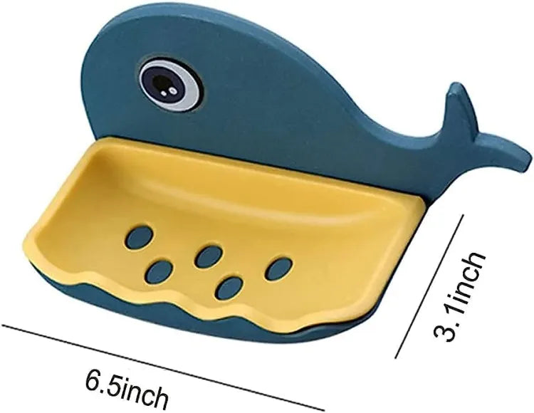 Fish Soap Stands for Bathroom Double Layers Plastic Adhesive Waterproof Wall Mounted Bar Soap Dish Holder