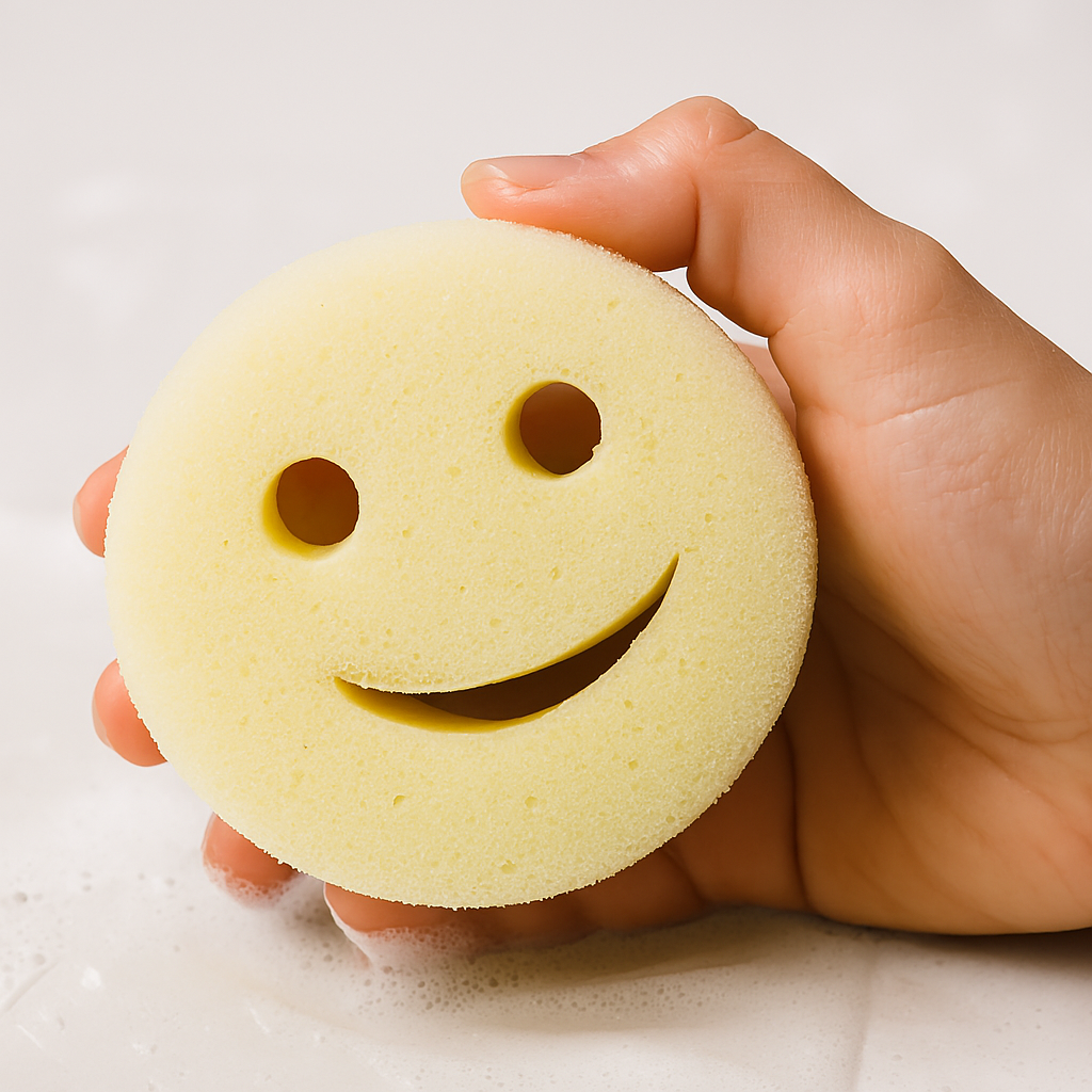 Smiley Face Scrub Sponge – Mr. & Mrs. Scrub | Gentle on Surfaces, Tough on Messes