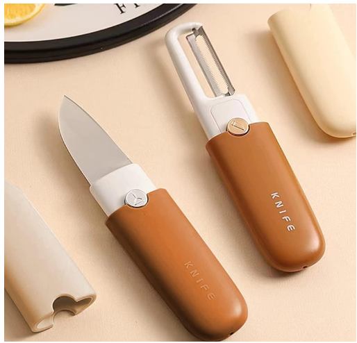 2-in-1 Stainless Steel Fruit Knife with Peeler – Portable Fruit Cutting & Peeling Tool