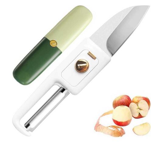 2-in-1 Stainless Steel Fruit Knife with Peeler – Portable Fruit Cutting & Peeling Tool