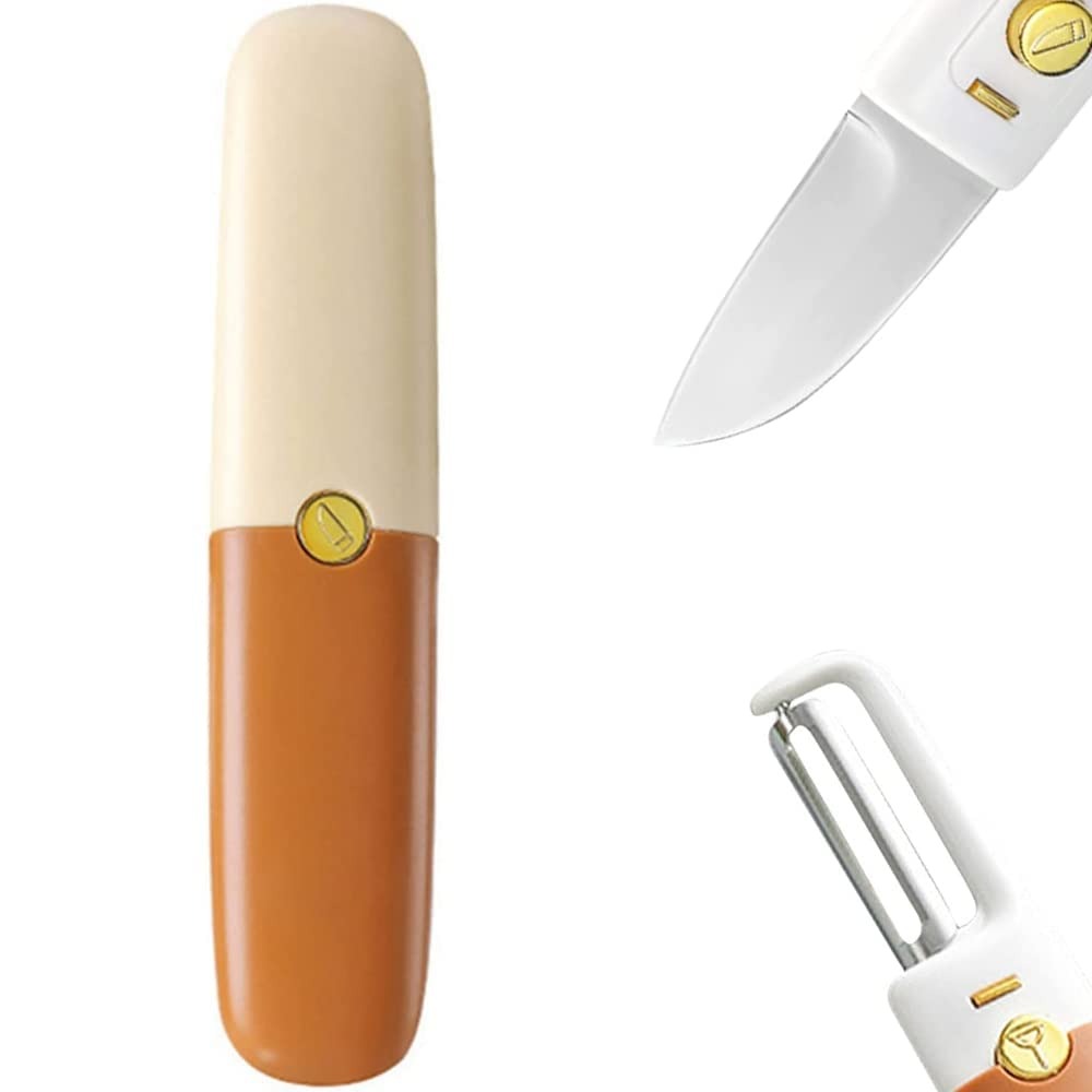2-in-1 Stainless Steel Fruit Knife with Peeler – Portable Fruit Cutting & Peeling Tool